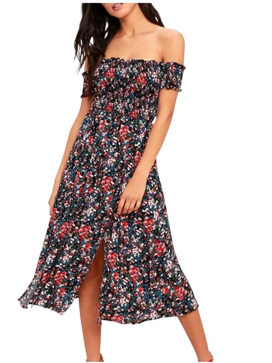 Lulus Dresses & Skirts - LuLu’s Off-Shoulder Floral Midi Dress